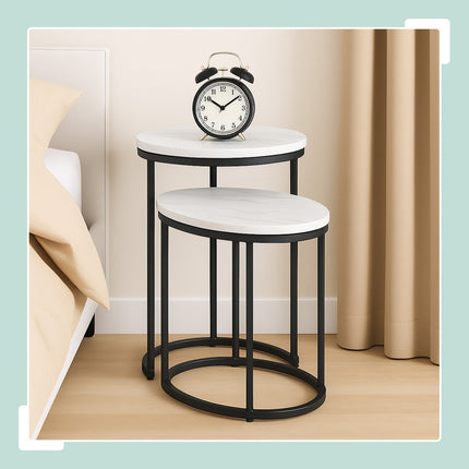 Marble Look Nesting Tables – Set of 2, Living Room