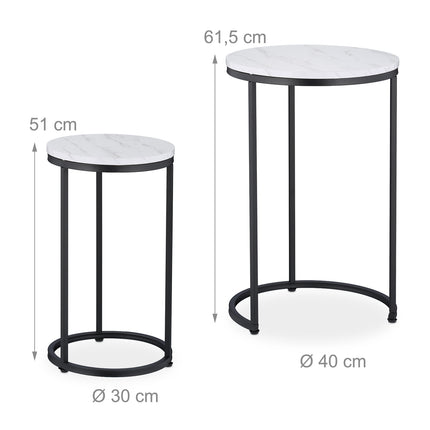 Marble Look Nesting Tables, Set of 2, Metal Legs