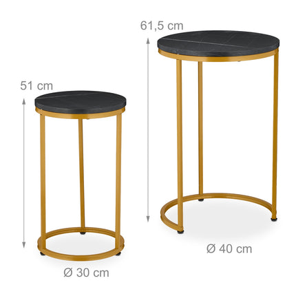 Marble Look Nesting Tables, Set of 2, Metal Legs