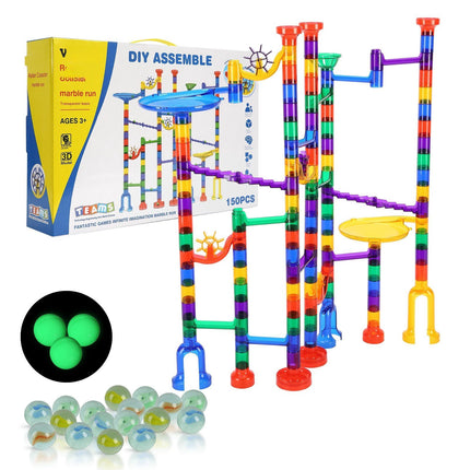 Marble Run Set, 150-Piece Maze, Glow Marbles, STEM Toy
