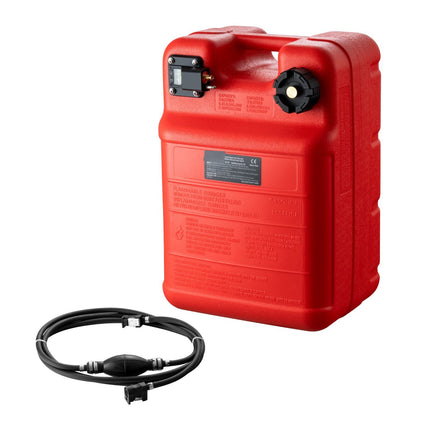 Marine Fuel Tank 24L, 9.8ft Hose, Fuel Gauge, Red