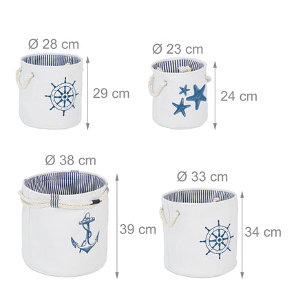 Marine style storage basket set of 4