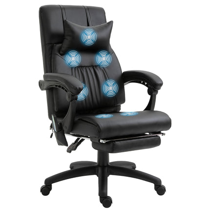 Black swivel massage chair - 7 points, adjustable footrest