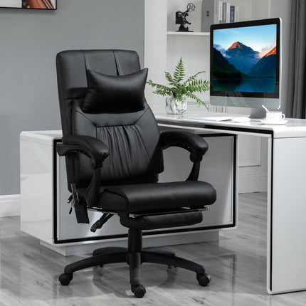Black swivel massage chair - 7 points, adjustable footrest