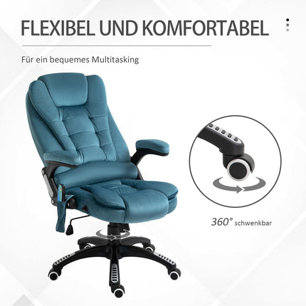 Ergonomic massage office chair, height adjustable, blue