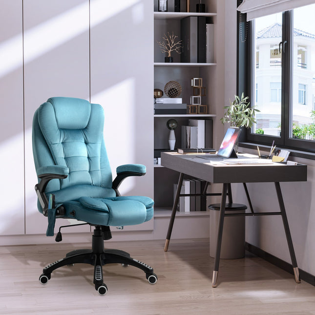 Ergonomic massage office chair, height adjustable, blue