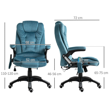 Ergonomic massage office chair, height adjustable, blue