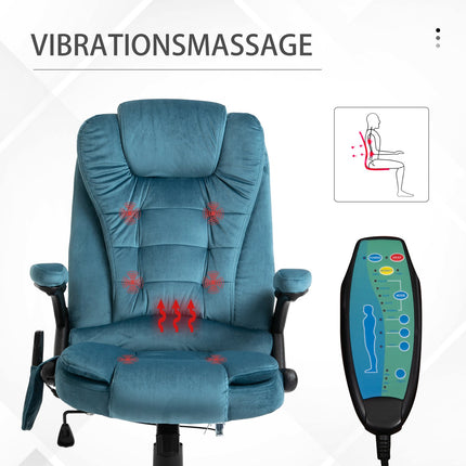 Ergonomic massage office chair, height adjustable, blue