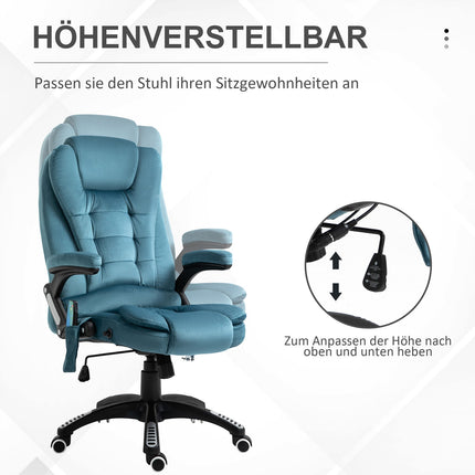 Ergonomic massage office chair, height adjustable, blue