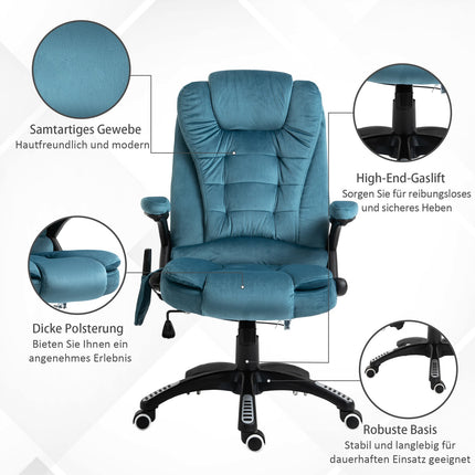 Ergonomic massage office chair, height adjustable, blue