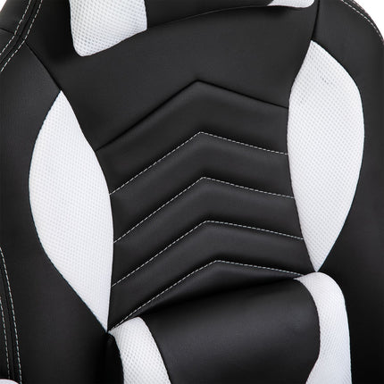 Massage Gaming Office Chair with Heat & Vibration, Black/White