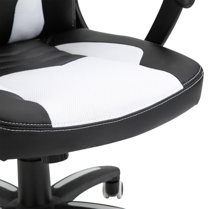 Massage Gaming Office Chair with Heat & Vibration, Black/White