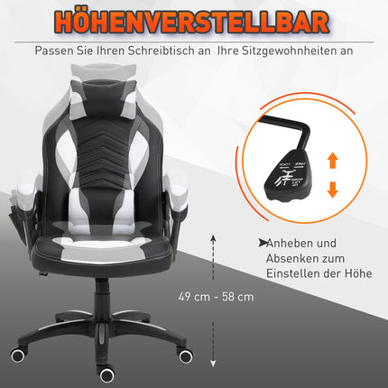 Massage Gaming Office Chair with Heat & Vibration, Black/White