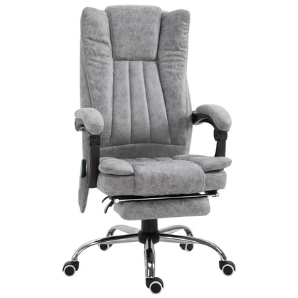 Reclining gray massage chair with heat and footrest