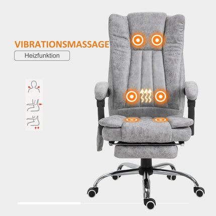 Reclining gray massage chair with heat and footrest