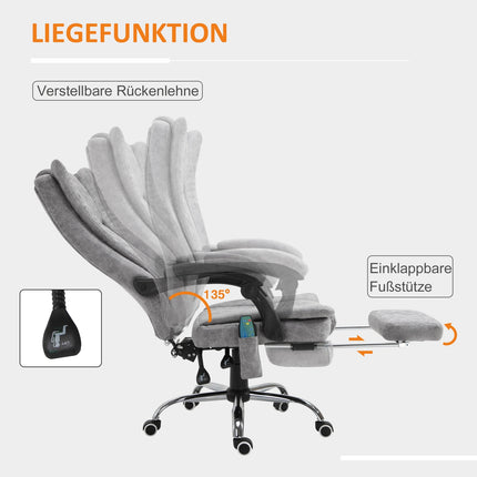 Reclining gray massage chair with heat and footrest