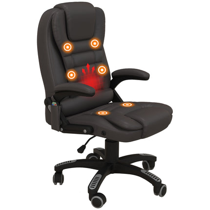 Vibration massage office chair with heat, artificial leather, brown