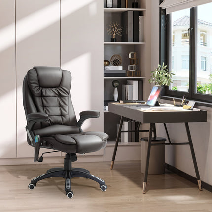 Vibration massage office chair with heat, artificial leather, brown