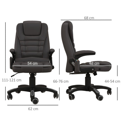 Vibration massage office chair with heat, artificial leather, brown
