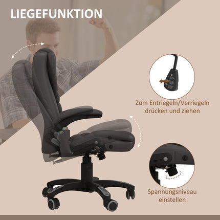 Vibration massage office chair with heat, artificial leather, brown