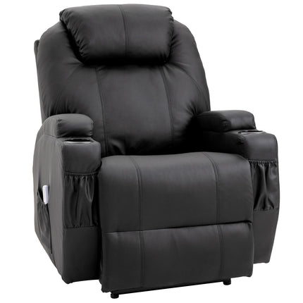 Black artificial leather massage chair - reclining relaxation