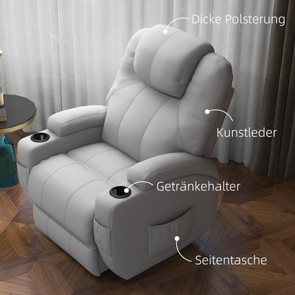 Gray artificial leather massage chair - Armchair with remote control and tilt function