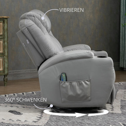 Gray artificial leather massage chair - Armchair with remote control and tilt function