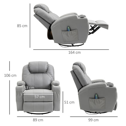 Gray artificial leather massage chair - Armchair with remote control and tilt function