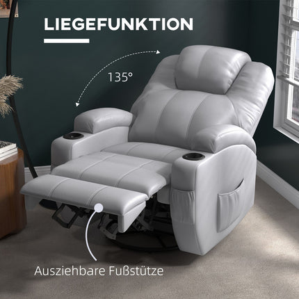 Gray artificial leather massage chair - Armchair with remote control and tilt function