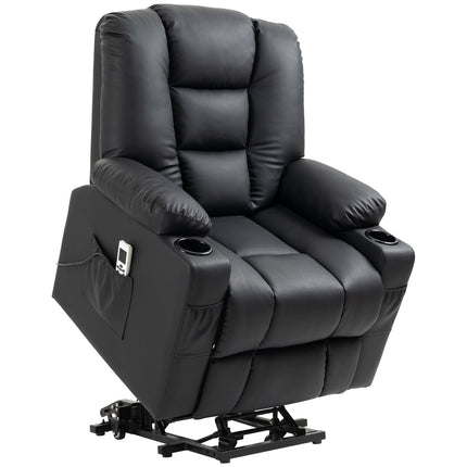 Reclining massage chair, USB & Remote control, 150 kg Capacity, Black