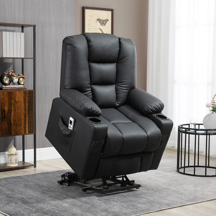 Reclining massage chair, USB & Remote control, 150 kg Capacity, Black