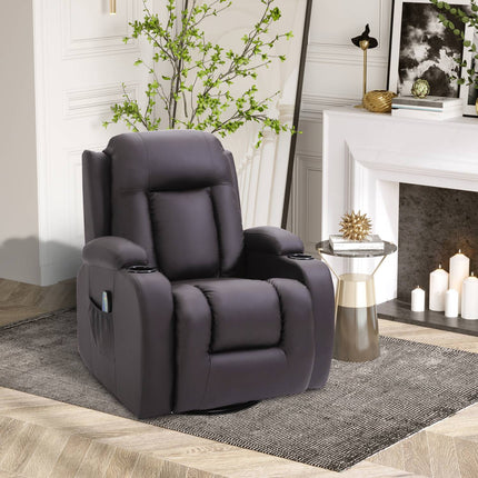 Massage Chair With Heat & Lying, Cup Holder, Brown
