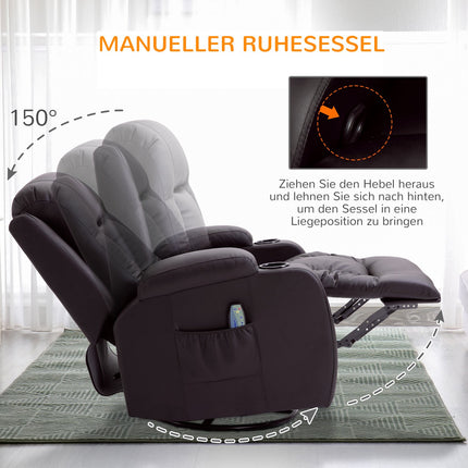 Massage Chair With Heat & Lying, Cup Holder, Brown