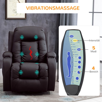 Massage Chair With Heat & Lying, Cup Holder, Brown