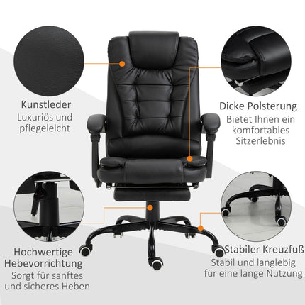 Massage chair with 7 points, adjustable tilt and footrest