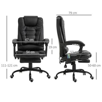 Massage chair with 7 points, adjustable tilt and footrest