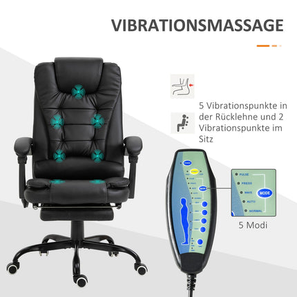 Massage chair with 7 points, adjustable tilt and footrest