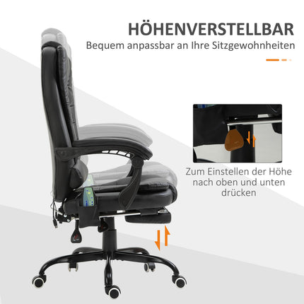 Massage chair with 7 points, adjustable tilt and footrest