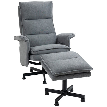 Electric gray swivel massage chair with footstool and remote control