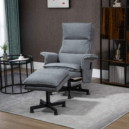 Electric gray swivel massage chair with footstool and remote control