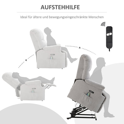 Massage chair with standing aid, adjustable, USB remote control