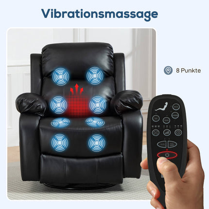 Massage Chair with 8 Vibration Points, Reclining, Black