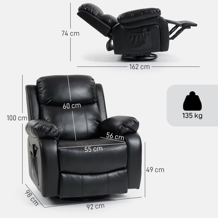 Massage Chair with 8 Vibration Points, Reclining, Black