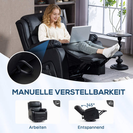 Massage Chair with Heat, Recline, Faux Leather, Black