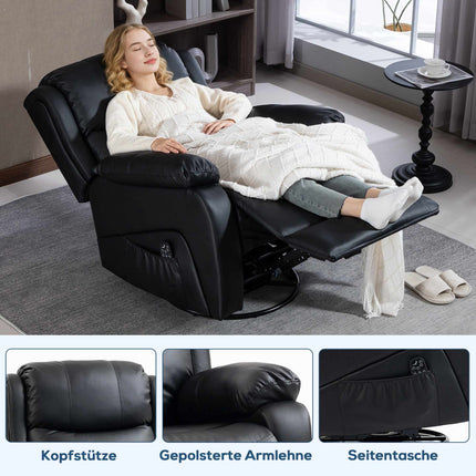 Massage Chair with Heat, Recline, Faux Leather, Black