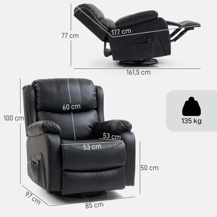 Massage Chair with Heat, Recline, Faux Leather, Black