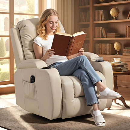 Massage Chair with Recline, Rock, Heat, 3 Modes, Cream White
