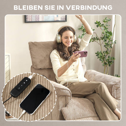 Massage Chair with Vibration, Heat, Quiet Motor, Brown Fabric