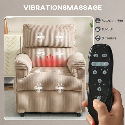 Massage Chair with Vibration, Heat, Quiet Motor, Brown Fabric