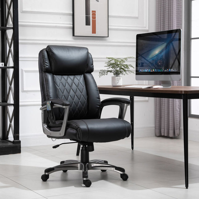 Massage office chair, artificial leather, swivel, with headrest